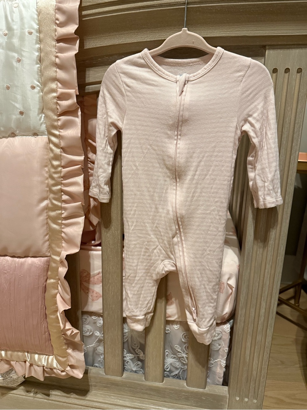 cloud island Light Pink Zip-Front Footed One-Piece